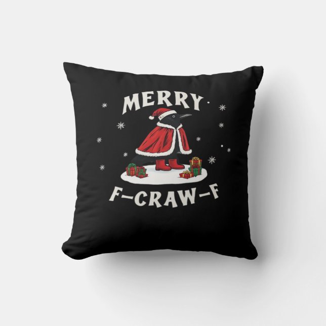 F-Craw-F Crow Christmas F-Caw-F Raven Christmas Cl Kudde (Framsida)