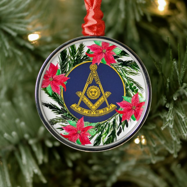 F.d. Mästare Masonic Freemason WAN Poinsettia Julgransprydnad Metall (Träd)