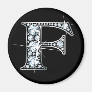 "F" Diamond Bling Magnet