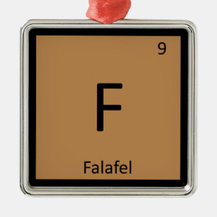 F - Falafel Chemistry Periodic Bord Symbol Julgransprydnad Metall