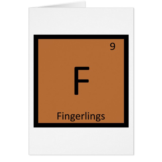 F - Fingerlings kemi Periodiska systemets symbol Hälsningskort (Framsidan)