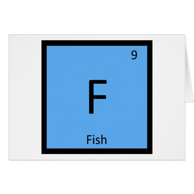 F - Fisk Kemi Periodiska Systemet Elementsymbol Hälsningskort (Framsidan Horizontal)
