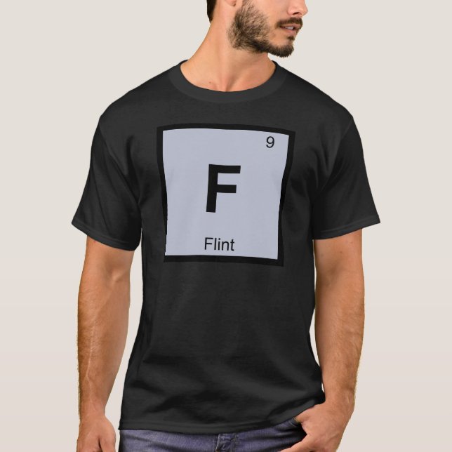 F - Flint Michigan kemi periodiska systemets symbo Tee (Framsida)