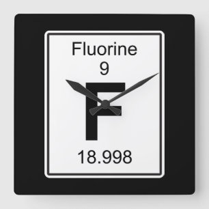 F - Fluor Fyrkantig Klocka