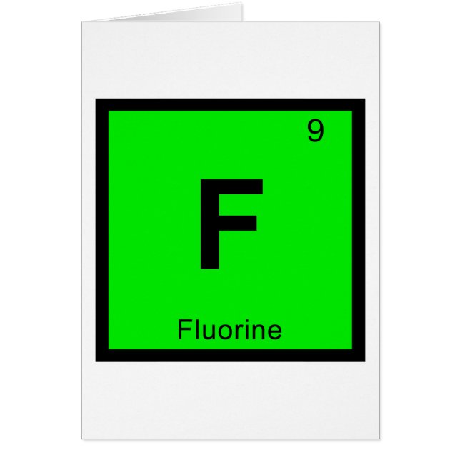 F - Fluorkemi Periodiska Systemet Symbol Hälsningskort (Framsidan)