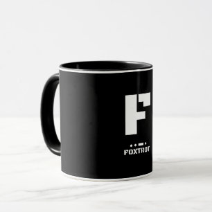 F (Foxtrot) Natos fonetiska alfabet & Morse Code Mugg