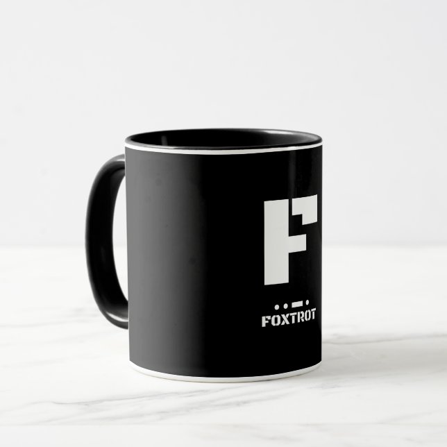 F (Foxtrot) Natos fonetiska alfabet & Morse Code Mugg (Framsida vänster)
