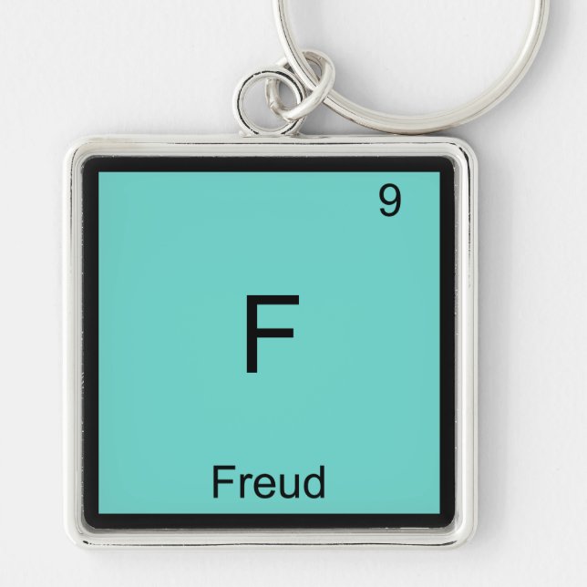 F - Freud Funny Chemistry Inslag Symbol T-Shirt Fyrkantig Silverfärgad Nyckelring (Framsidan)