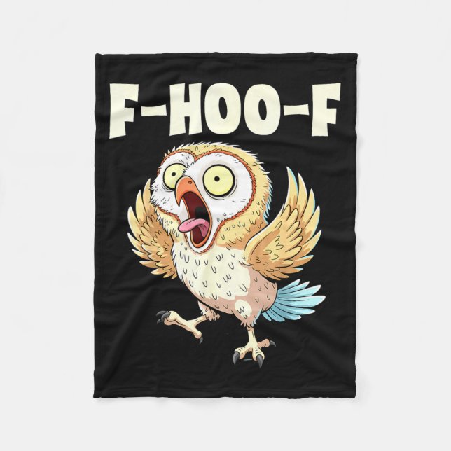 F-hoo-f Ugglor Meme – Rolig Skrikande Uggle Fågel  Fleecefilt (Framsidan)
