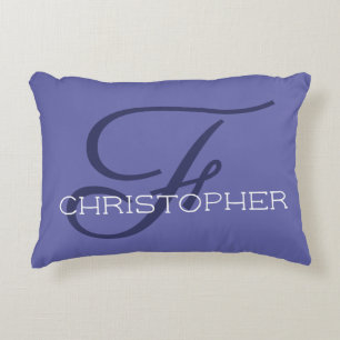 F Inledande Personlig Namn Snyggt Blue Prydnadskudde