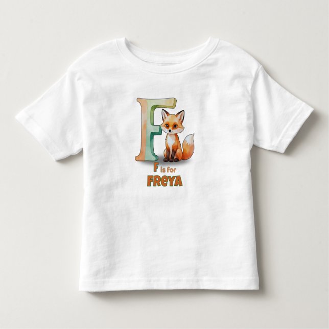 F is for Freya – Custom Toddler T-shirt with Fun F (Framsida)