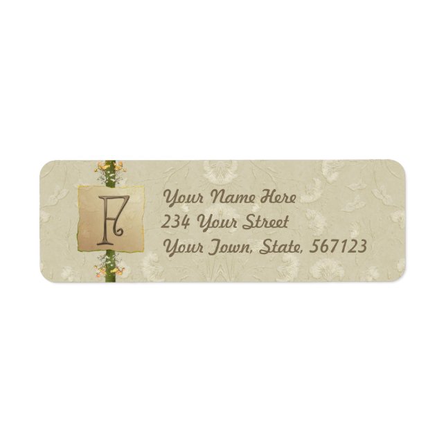 F - Ivory Elegance Monogram Returadress Etikett (Framsidan)
