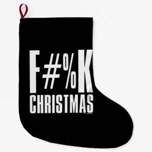 F Jul på Black Stor Julstrumpa