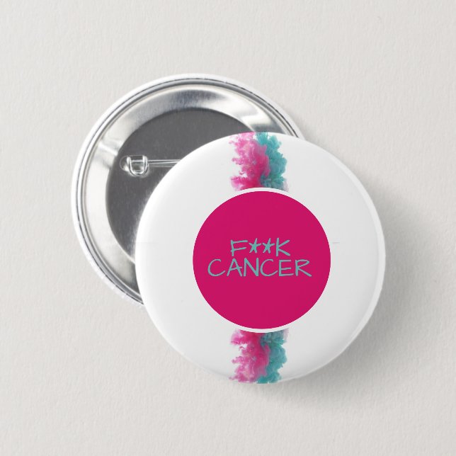 F***K CANCER Breast/Ovarialcancer Knapp (Framsida & baksida)