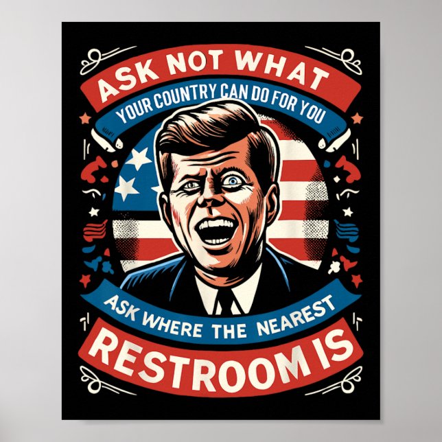 F. Kennedy Funny Patriotic Toilet Meme 4:e juli Poster (Framsidan)