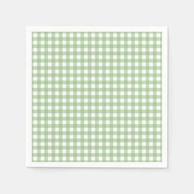 F & L Mörk grönt Gingham Pappersservett (Framsidan)