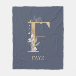 F Monogram Blommigt Personlig Fleece Blanket