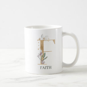 F Monogram Blommigt Personlig Kaffemugg