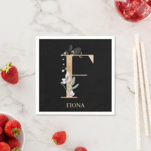 F Monogram Blommigt Personlig Pappersservett