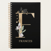 F Monogram Blommigt Personlig Planner
