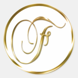 F Monogram faux Guld kuvert eller favoritförseglin Runt Klistermärke
