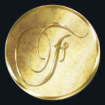 F Monogram Faux Guld kuvert förslutningsfästen Runt Klistermärke<br><div class="desc">F Monogram faux Guld kuvert eller favoritförsegling. Dessa klassiska, runda klistermärken trycks med icke-metallisk bläck på ett platt klistermärke för att se ut som guld. De är inte avfasade eller präglade monogram utan är designade att se ut som om de är avfasade eller präglade monogram. Dessa guld monogram sälar skrivs...</div>