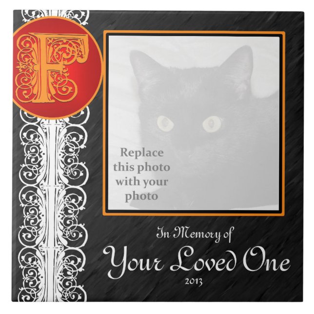 F Monogram "In Memory of Your Loved One"-panel Kakelplatta (Framsidan)