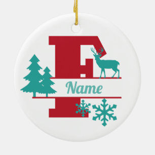 F Monogram Initial jul Träd Ornament