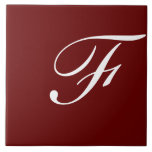 F Monogram Initial White på måndag Kakelplatta<br><div class="desc">Classic White Brev Monogram på Mörk Red Background,  F.</div>