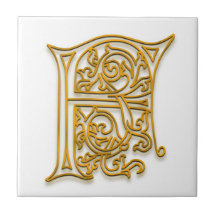 F Monogram "Irish Guld" Ceramic Tile