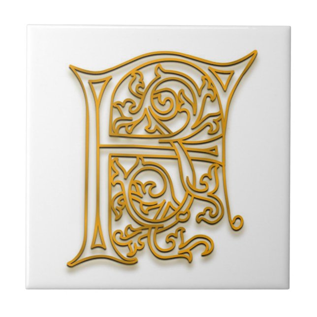 F Monogram "Irish Guld" Ceramic Tile Kakelplatta (Framsidan)
