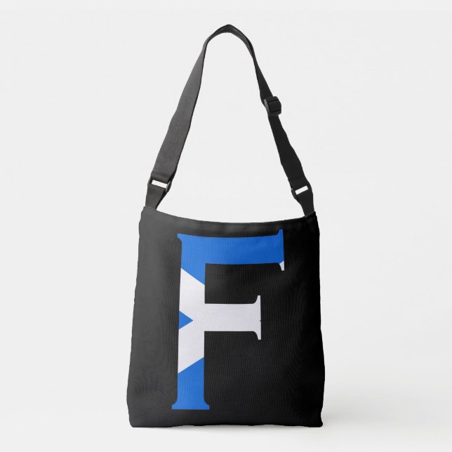 F Monogram överlagt på skotsk Flagga Axelväska (Framsida)