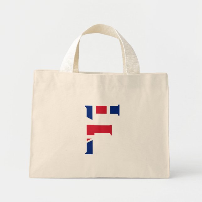 F Monogram överlagt på Union Jack Flagga ttt Mini Tygkasse (Framsidan)