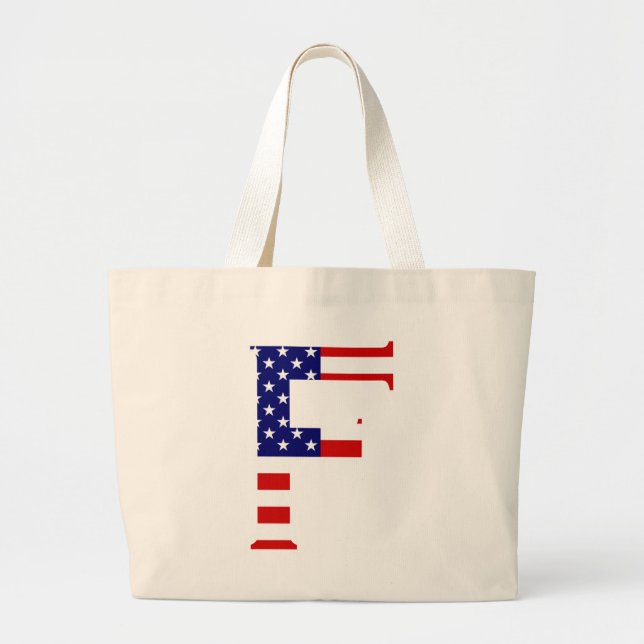 F Monogram överlagt på USA flagga jtcnt Jumbo Tygkasse (Framsidan)