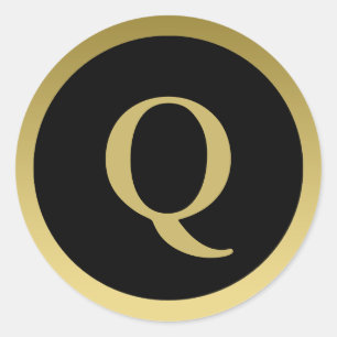 F: Monogram Q Elegant Guld och svarta stickor Runt Klistermärke