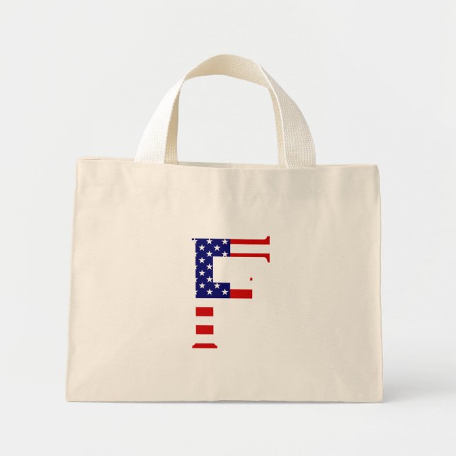 F Monogram täckt över USA flagga Mini Tygkasse (Framsidan)