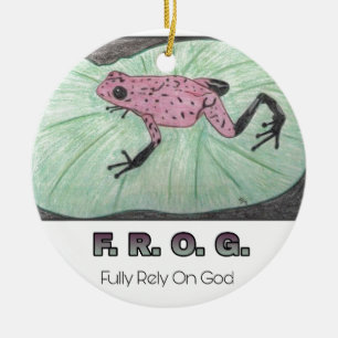 F.R.O.G. - Rely fullständigt på gud Julgransprydnad Keramik