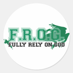 F.R.O.G. - Rely fullständigt på guden (grönt) Runt Klistermärke