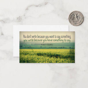 F. Scott Fitzgerald Inspirational Quote "Skriva" Anteckningskort