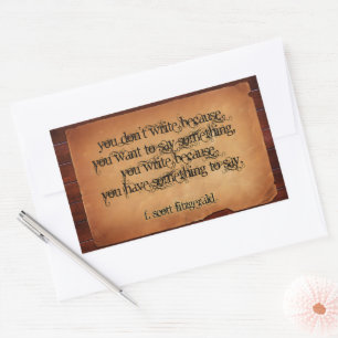F. Scott Fitzgerald Inspirational Quote "Skriva" Rektangulärt Klistermärke