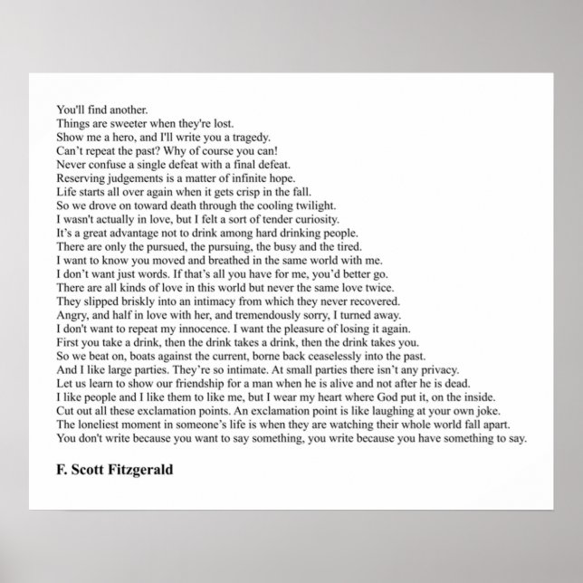 F Scott Fitzgerald Quotes Poster (Framsidan)