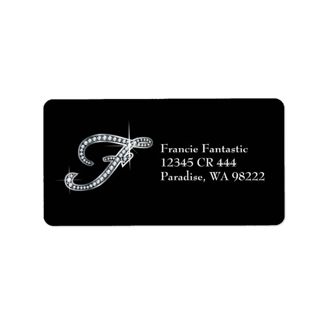 F-skriptetikett "Diamond Bling" Adressetikett (Framsidan)
