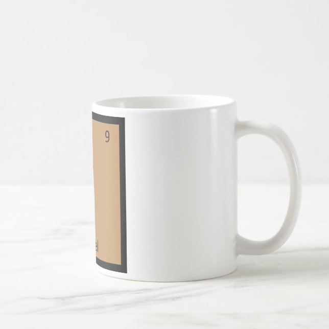 F - Symbol för bord för Falafelkemi periodiskt Kaffemugg (Höger)