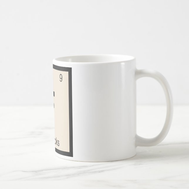 F - Symbol för bord för Flapjackskemi periodiskt Kaffemugg (Höger)