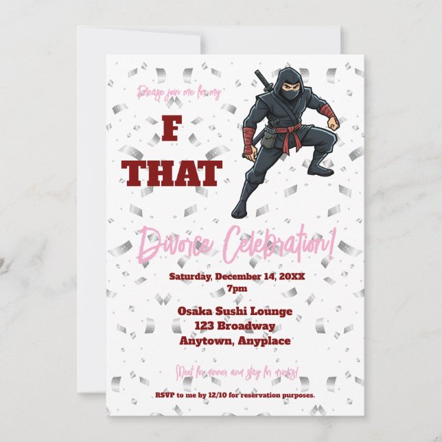 F that Ninja Divorce Party Inbjudningar (Framsida)