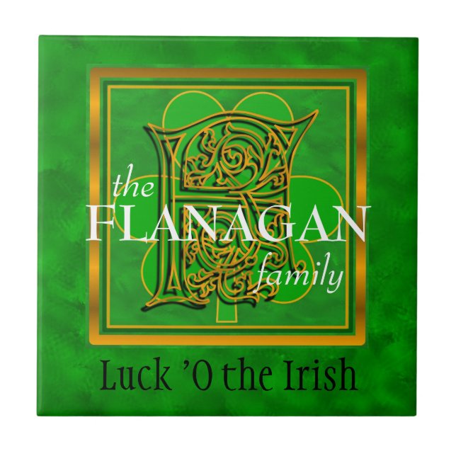 F "Tur of the Irish" Family Anpassningsbar Monogra Kakelplatta (Framsidan)