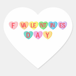 F VALENTINS DAG - Banderollen Candy Hearts Hjärtformat Klistermärke
