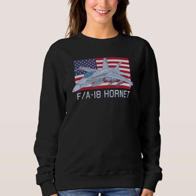 Fa 18 Hornet Jet Fighter Flygplan American Flagga T Shirt (Framsida)