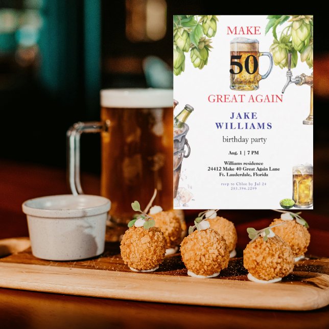 Få 50 att bli fantastiskt igen ölfödelsedagsfest inbjudningar (Skapare uppladdad)