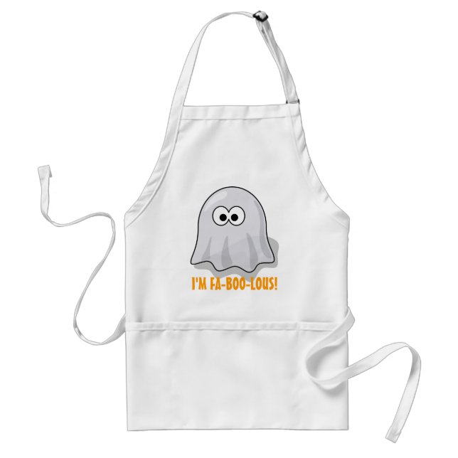 FA-BOO-Lous Cute Tecknad Halloween Ghost Förkläde (Framsidan)